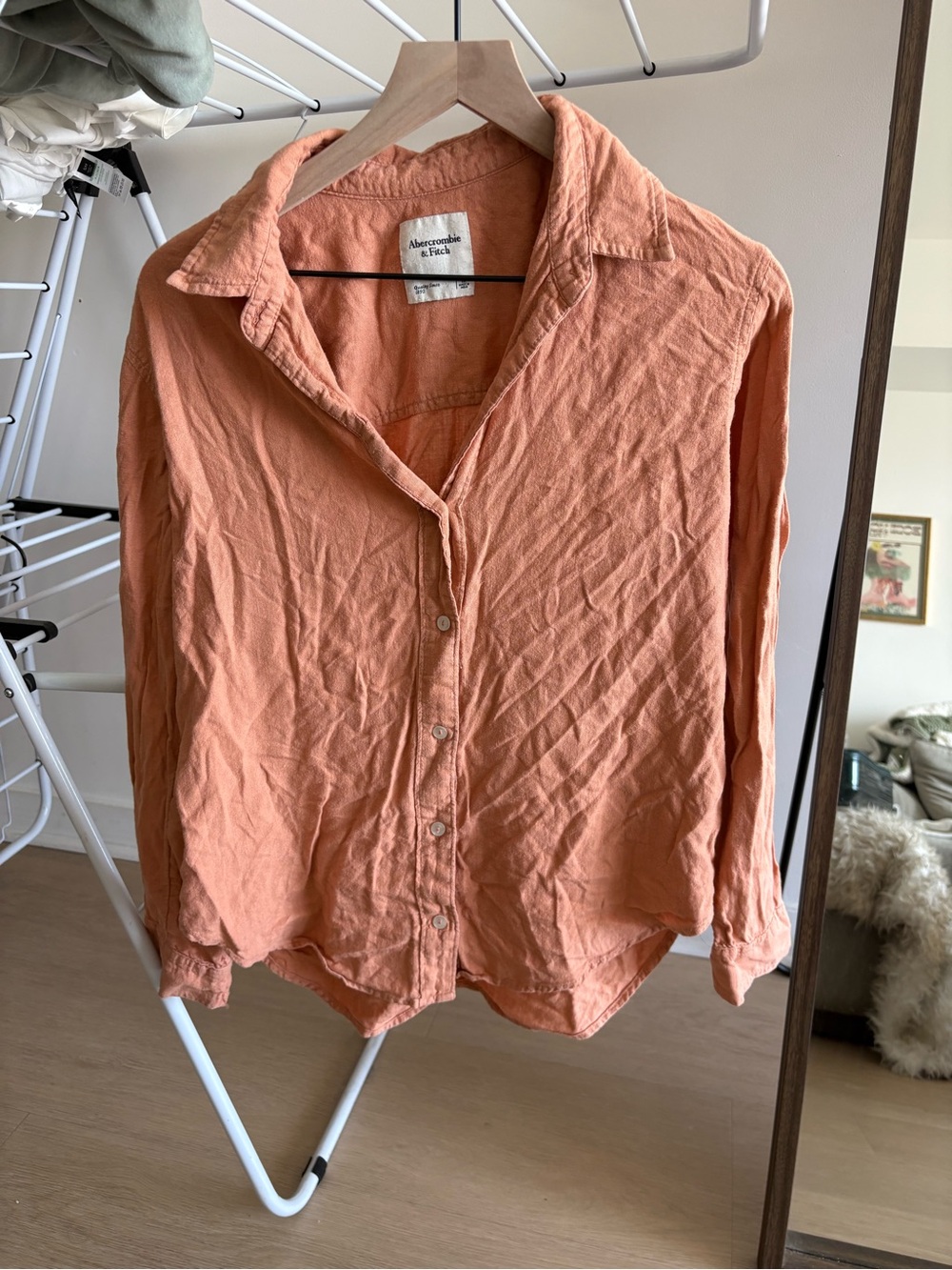 Abercrombie & Fitch Peach/Coral/Salmon Button-Down Shirt